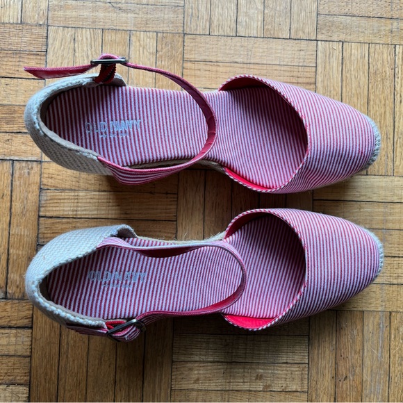 Old Navy Striped Pink/White Wedge Espadrilles Size 9 - Picture 2 of 10